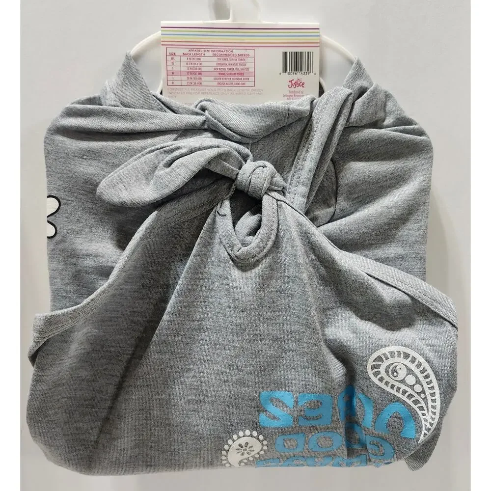 Justice Tee for Pets Gray Smiley Face Daisy Dog Shirt Size M NWT